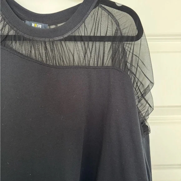 Anthropologie Black Sweatshirt with Sheer Detail - Picture 3 of 4